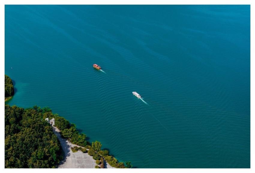 Aerial Lake Boat Nature
