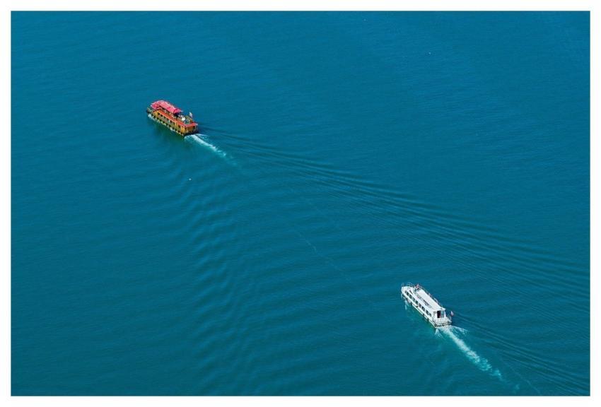 Aerial Lake Boat Nature