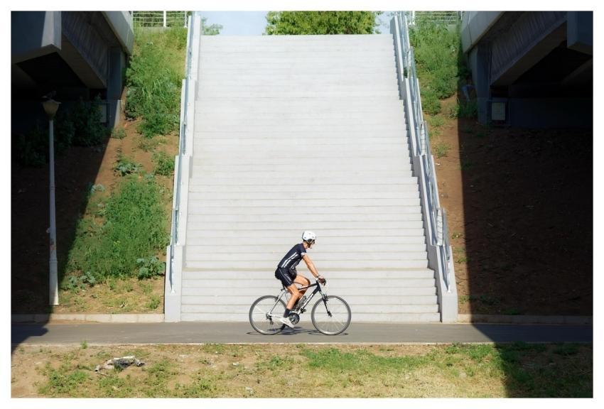 Bicyclist Man Beard Running