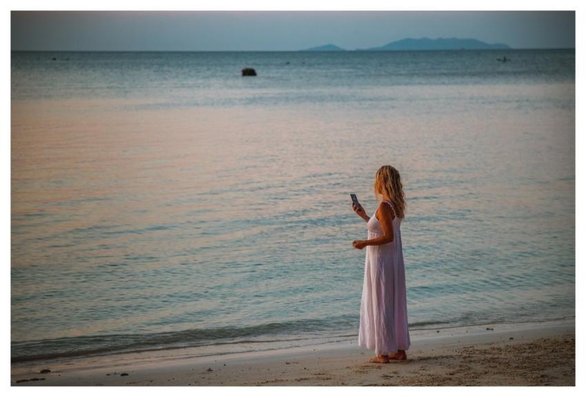 Wait For A Call Taking Photos Woman Blond