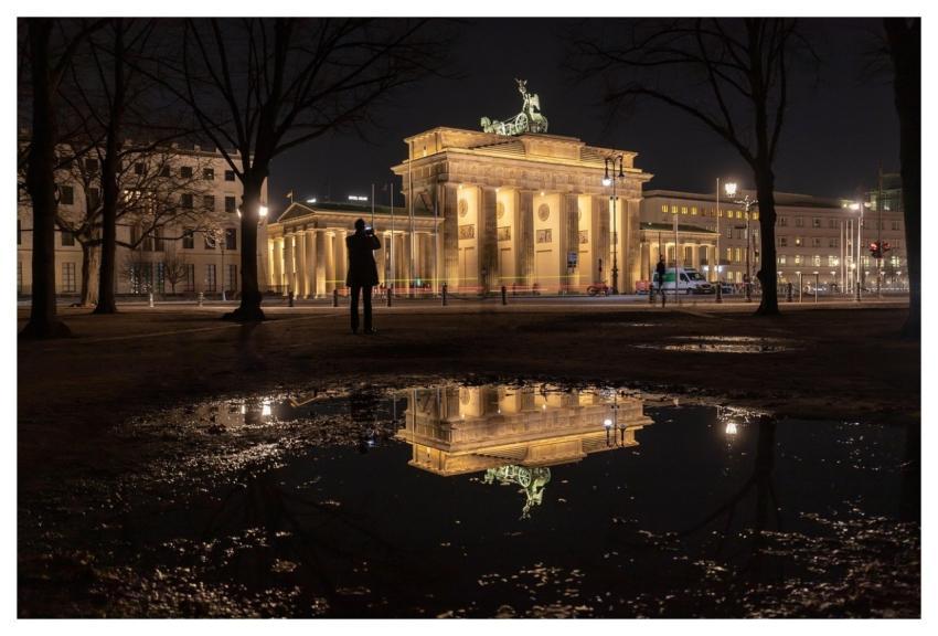 Berlin Brandenburg Gate Night Shot Reflection
