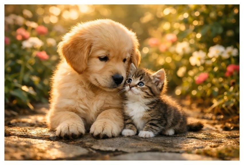 Puppy Kitten Golden Retriever