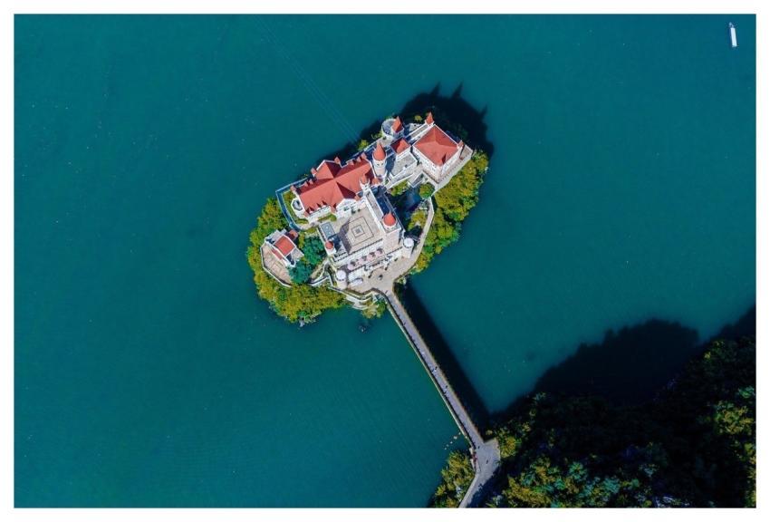 Aerial Castle Architecture Lake