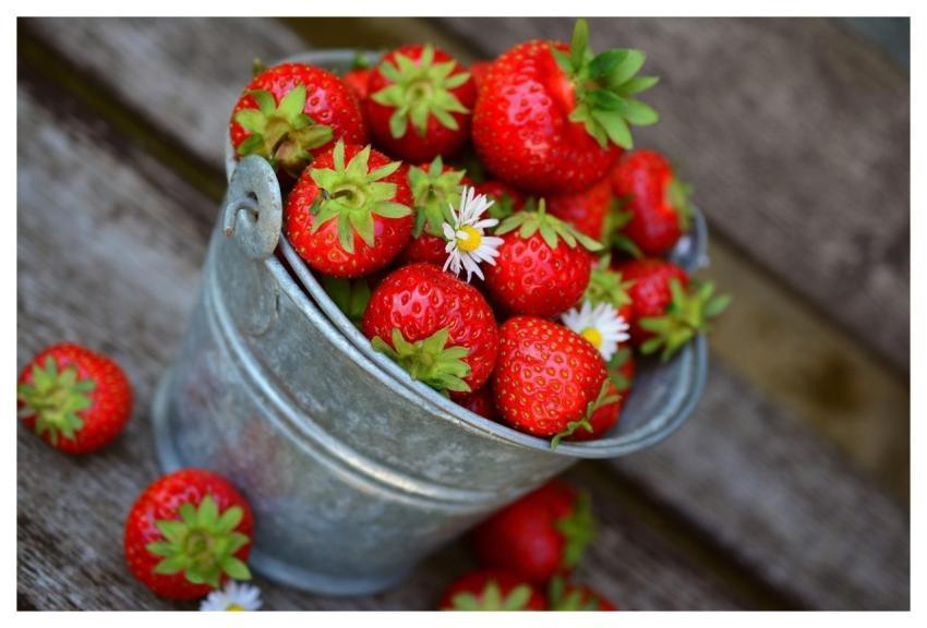 Strawberries Fruits Berries Bucket