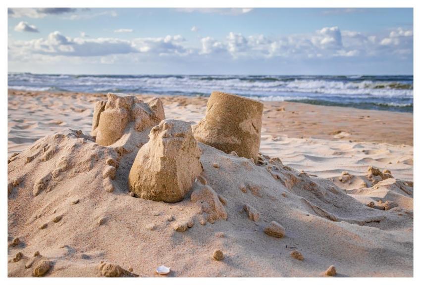 Sand Castle Sand Sea Clouds
