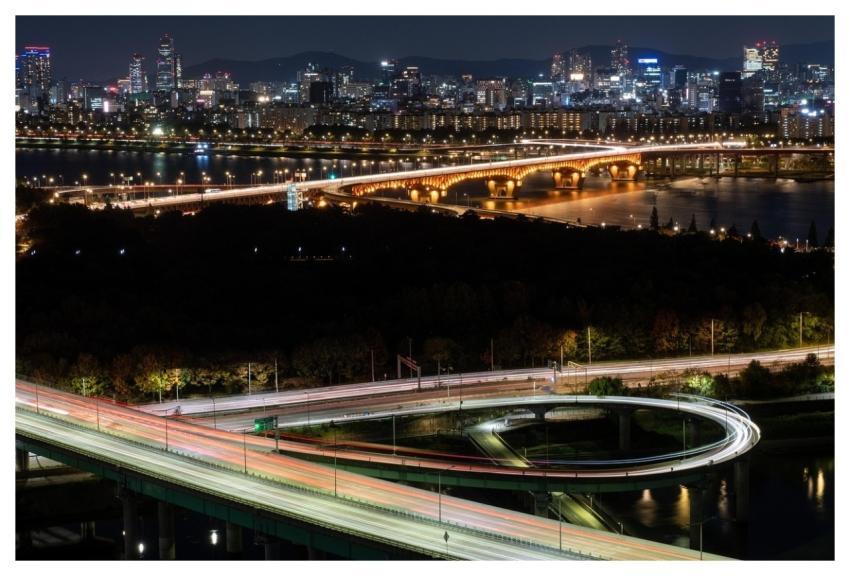 Night View Bridge River Building