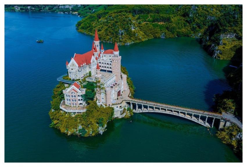 Aerial Castle Architecture Lake