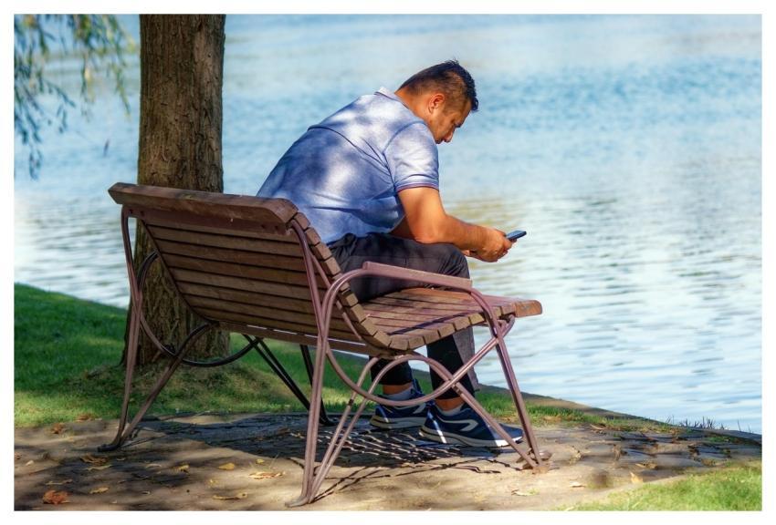 Man Bench Outdoors Adult