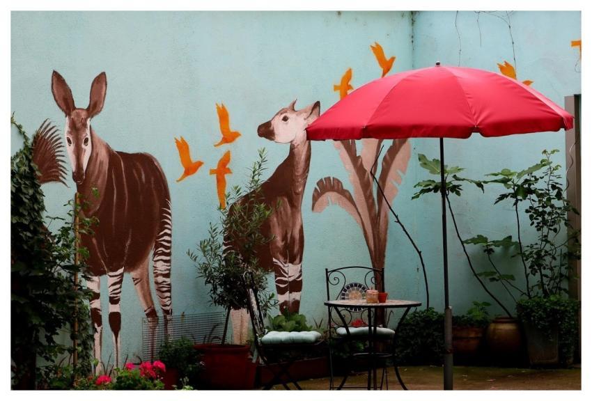 Table Chairs Umbrella Wall Art