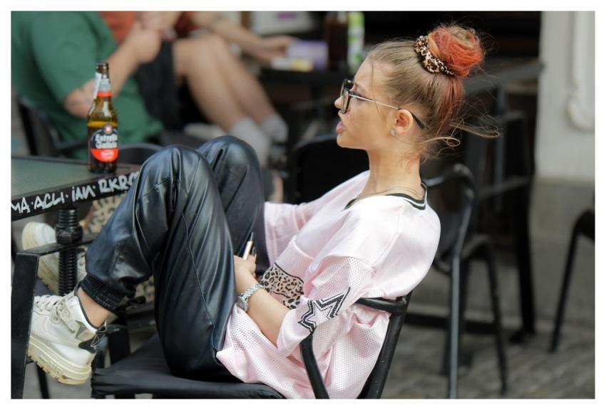 Woman Casual Drinking Beer