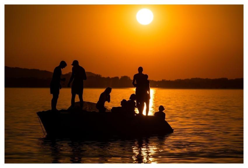 Sunset Nature People Boat