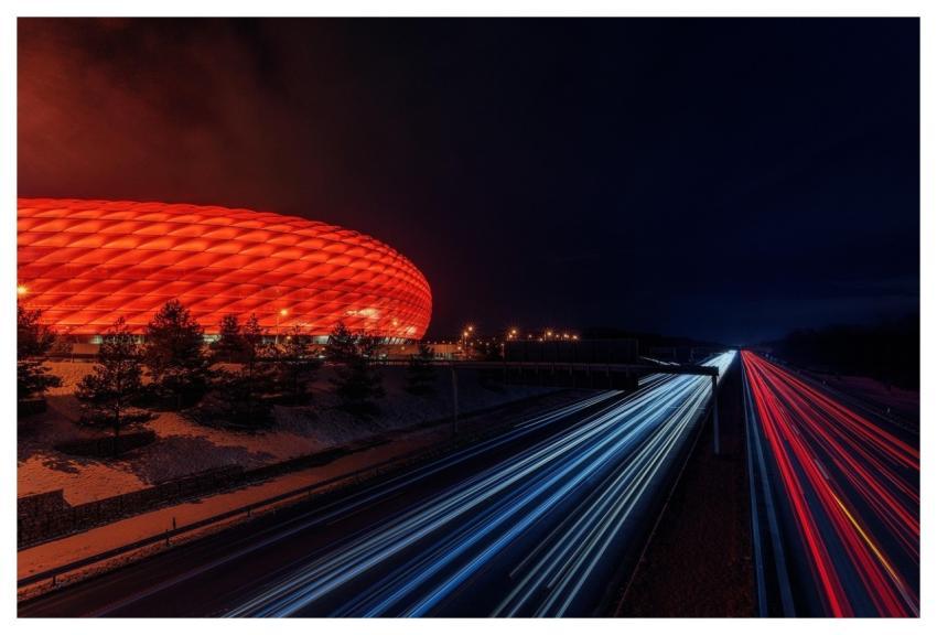 Football Stadium Highway Night Taillights