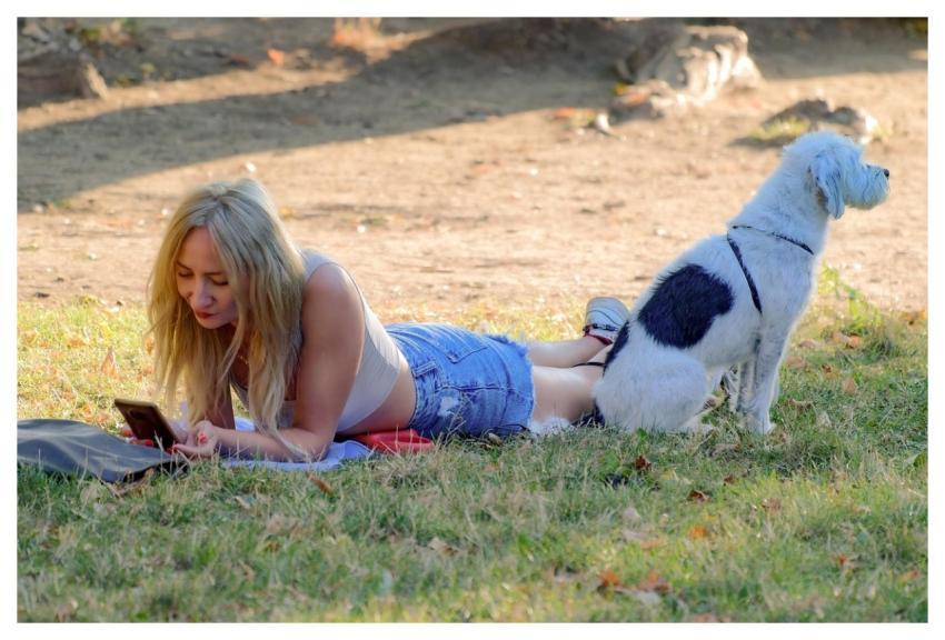 Girl Blond Smartphone Outdoors