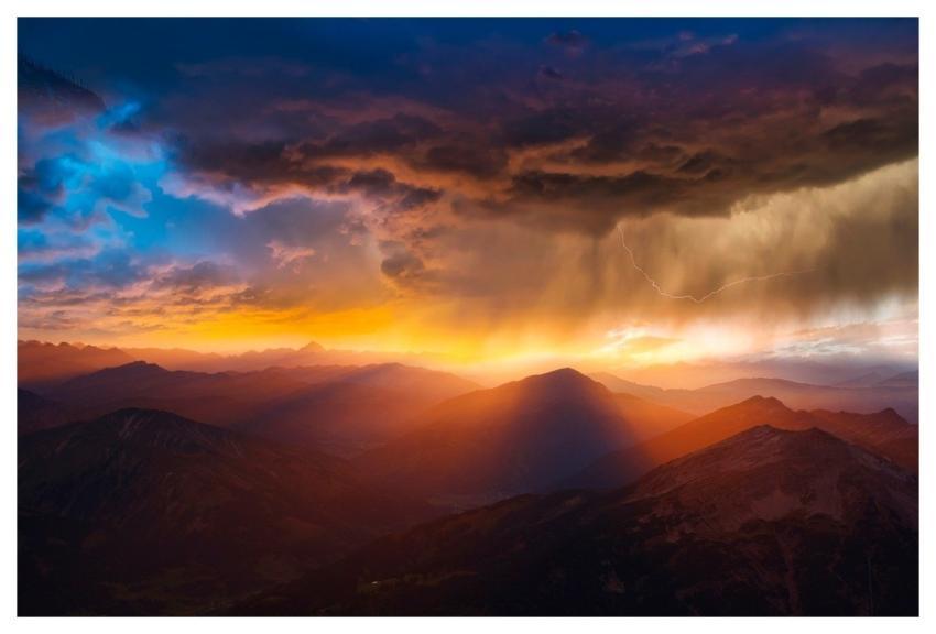 Mountains Sunset Storm Weather