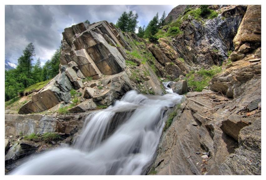 Mountain Torrent Rocks Flowing Water
