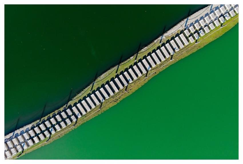 Aerial Lake Bridge Boat