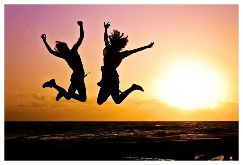 New Year Background Sunset Beach Silhouettes