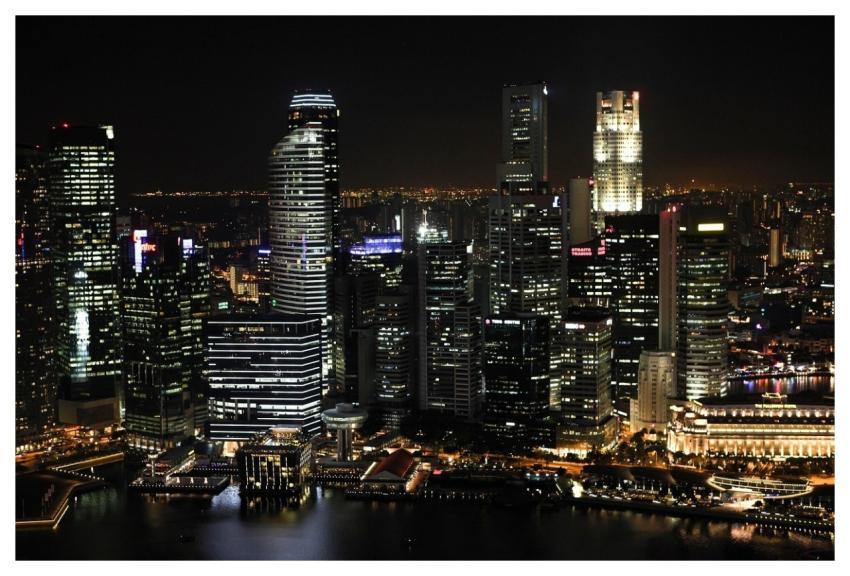 Buildings Skyline City Lights Night Sky