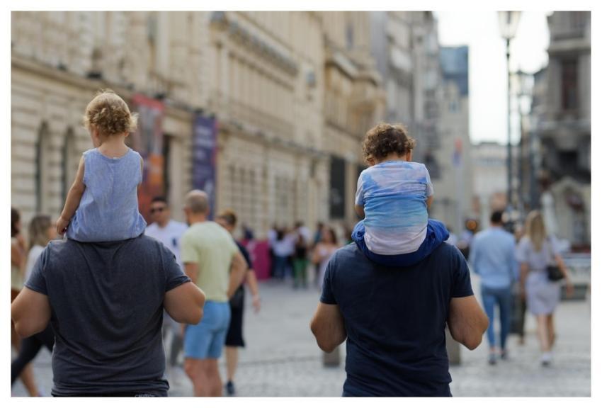 People Walking Promenade Children