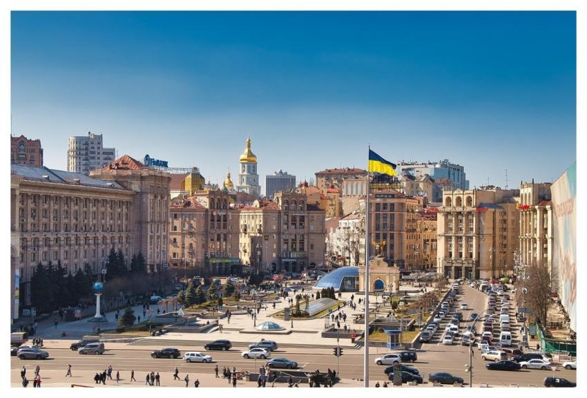 Buildings Houses Ukraine Flag