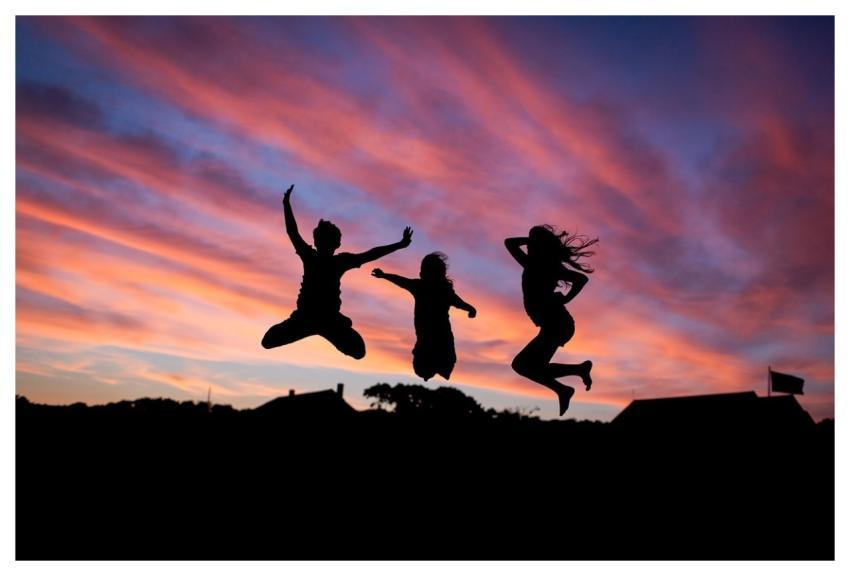 New Year People Jumping Happiness