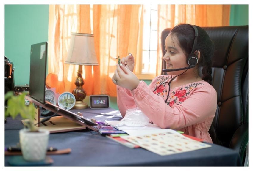 Online School Living Room Little Girl Child