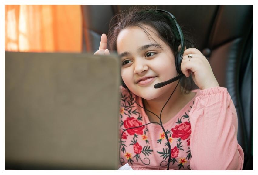 Online School Distance Learning Little Girl Remote