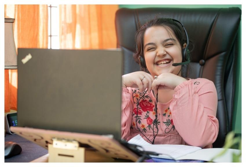 Online School Distance Learning Little Girl Remote