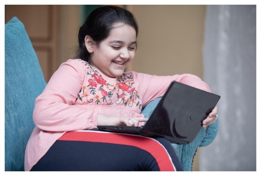 Online School Living Room Child Little Girl