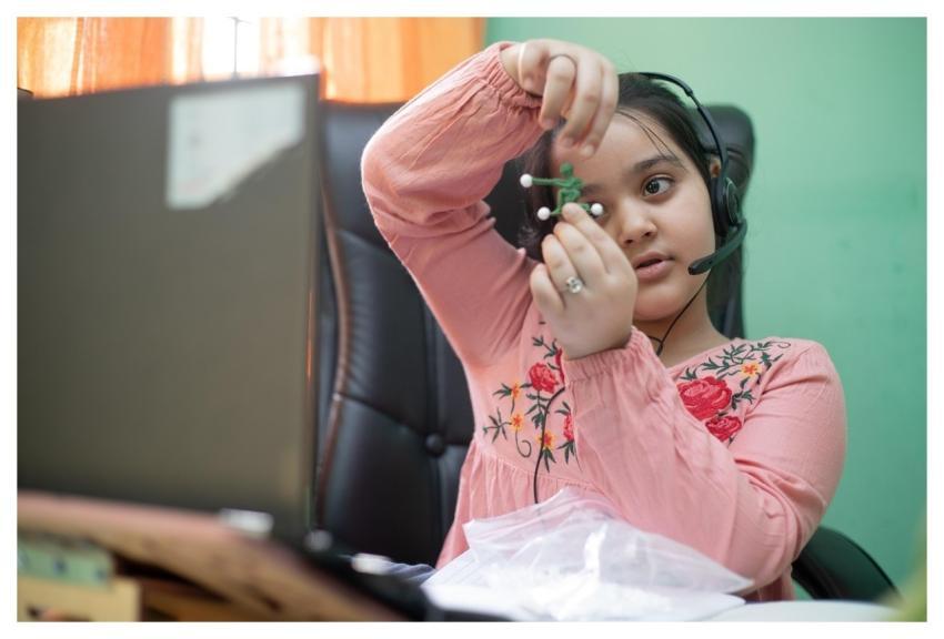 Online School Living Room Little Girl Child