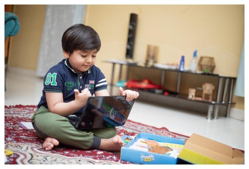 Online School Living Room Child Distance Learning