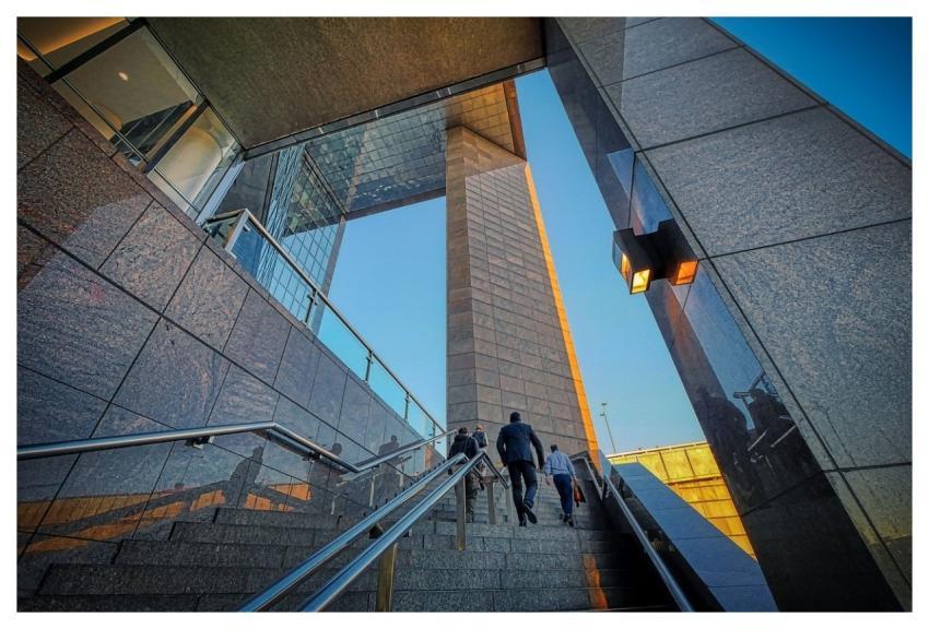 Stairs Building Businessmen Climbing Up