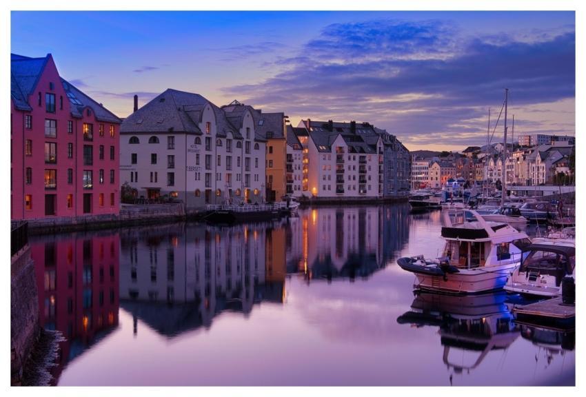 Port Buildings Night Sunset