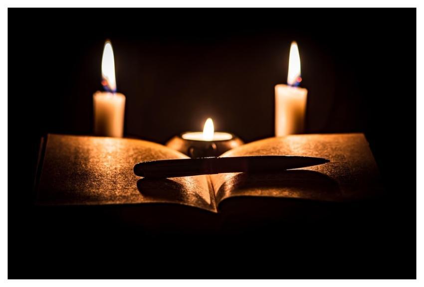 Book Candles Pen Night