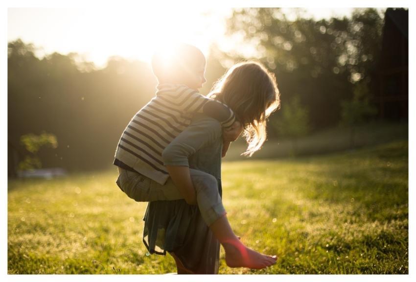 Boy Piggyback Siblings Children