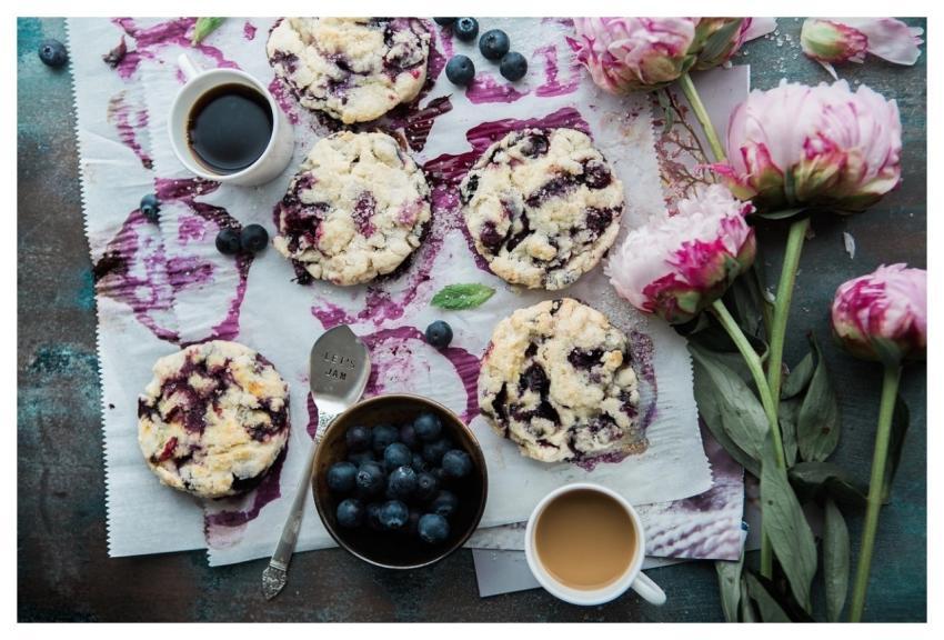 Cookies Blueberries Bowl Delicious