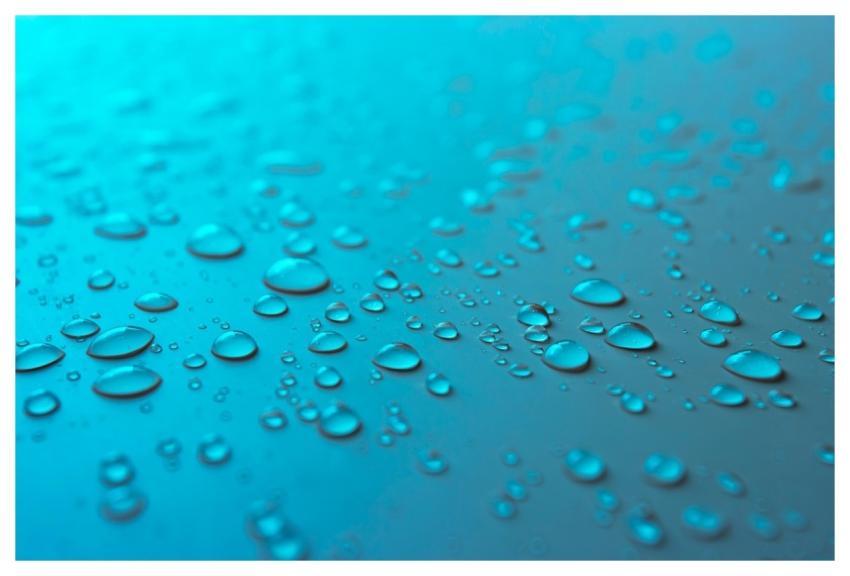 Drops Water Blue Background
