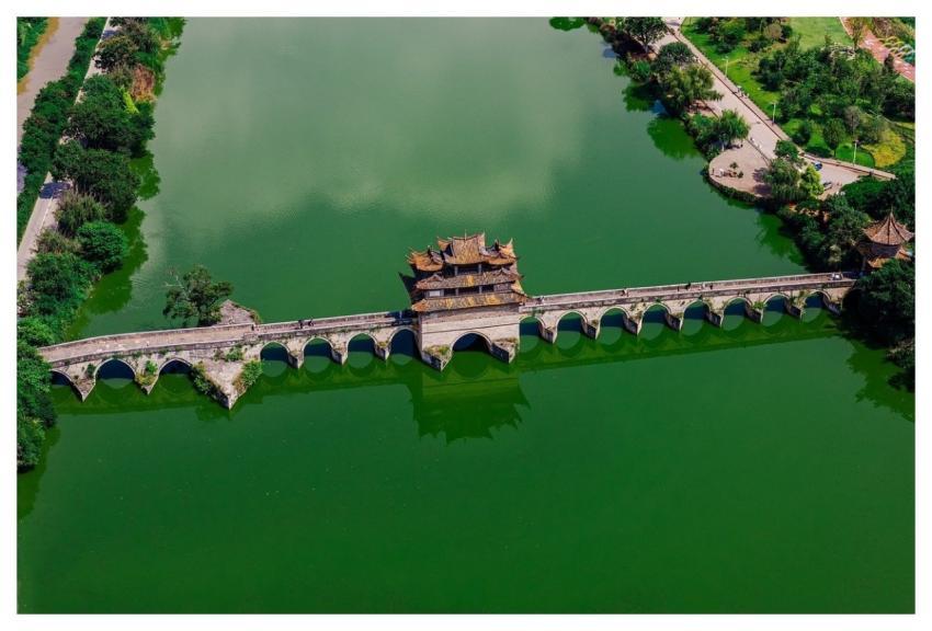 Aerial Lake Bridge Boat