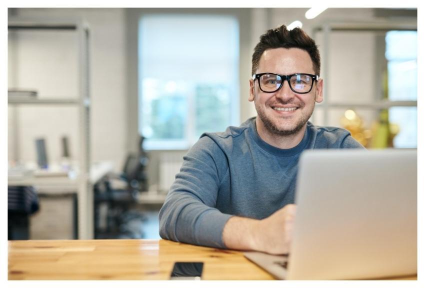 Man Laptop Desk Remote Work
