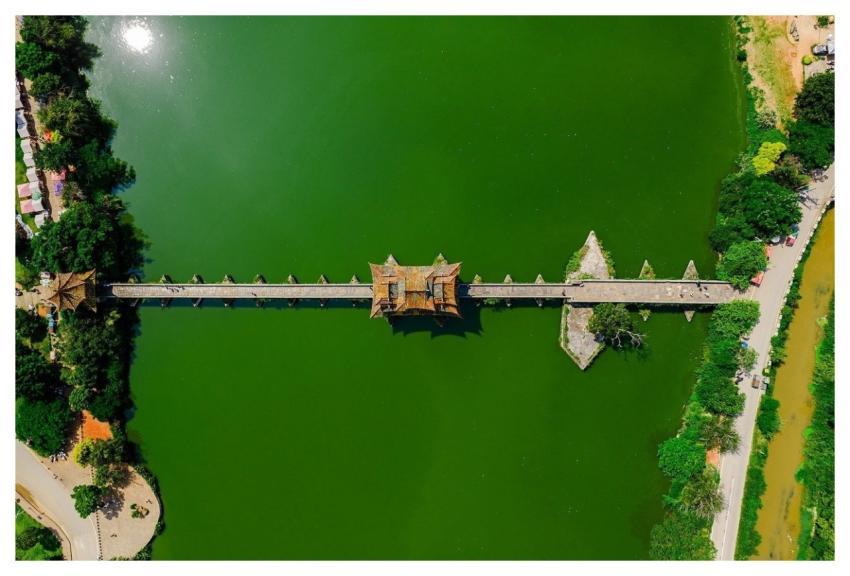 Aerial Lake Bridge Boat