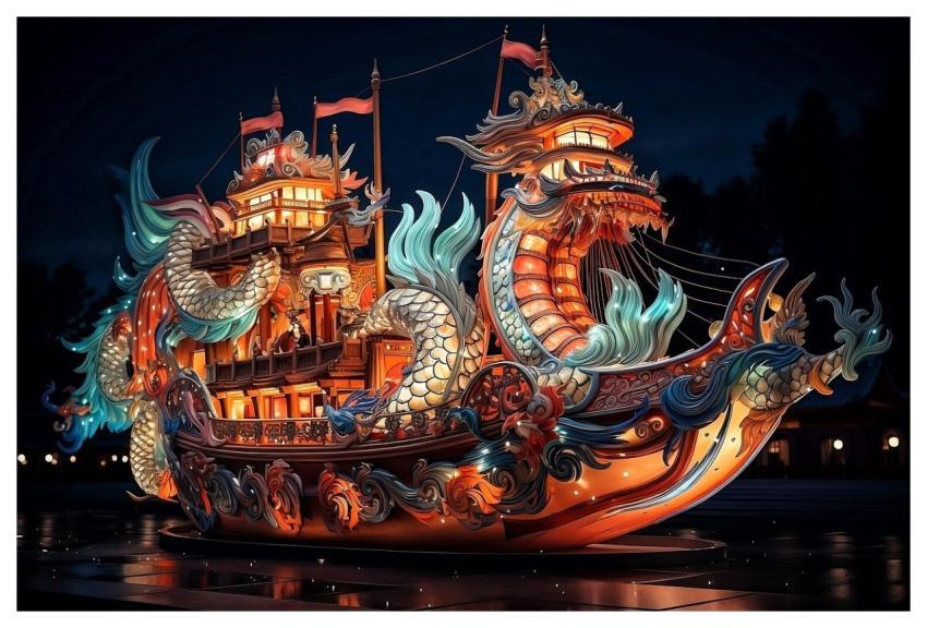 Ship Boat Dragon Lake