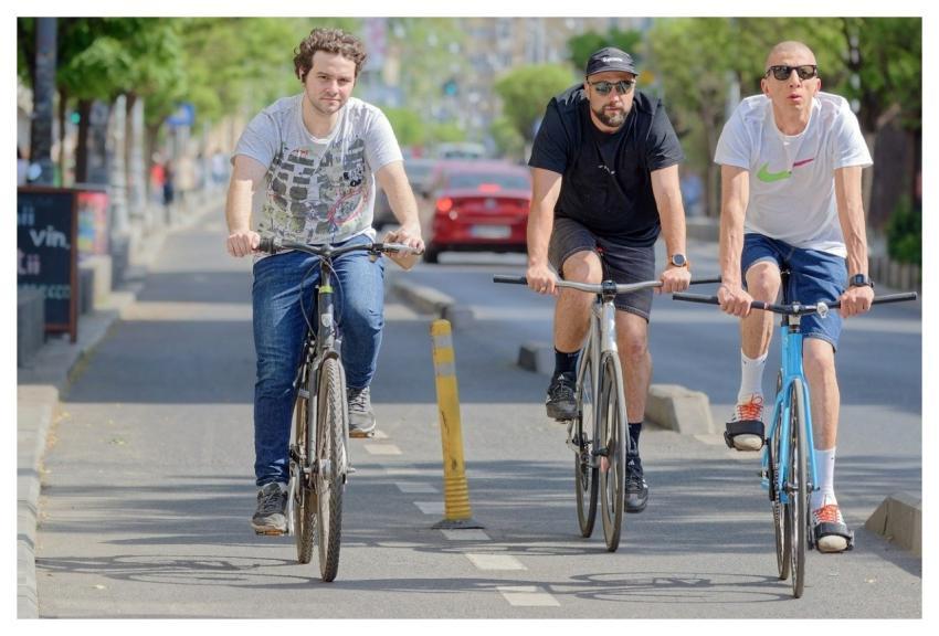Men Bicyclists Running Bike Lane