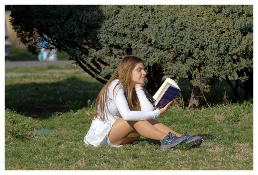 Girl Reading Nature Book