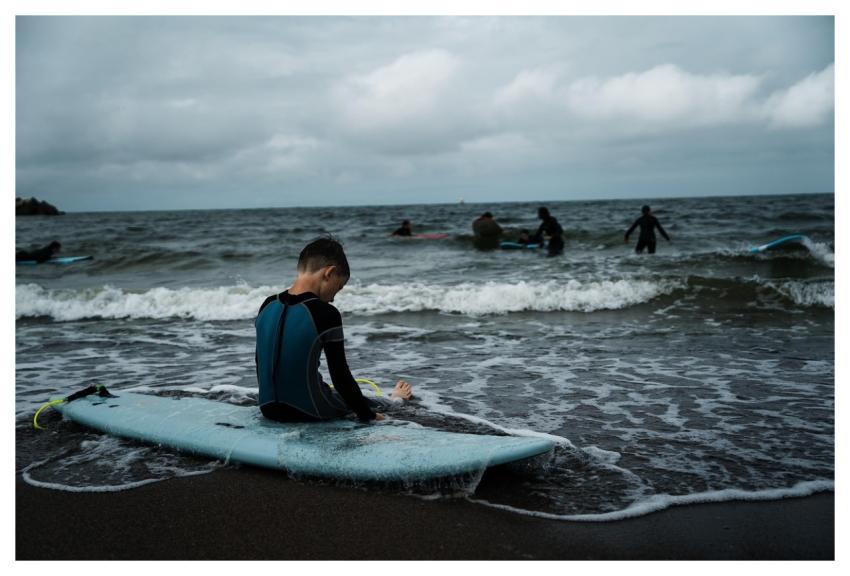 Little Boy Beach Surfing Surfboard