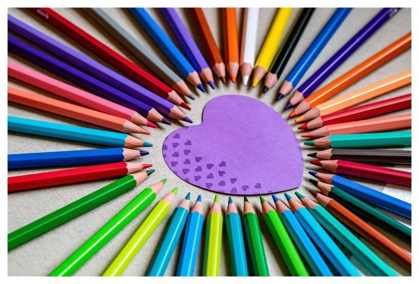 Colored Pencils Heart Post-It Note Pencils