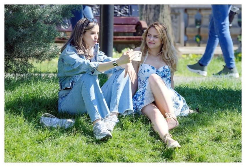 Girls Happy Casual Sitting