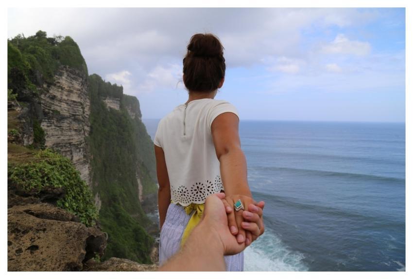 Cliff Beach Holding Hands Arms