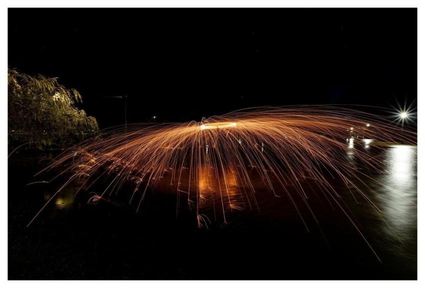 Fire Spinning Sparks Spinning Light Trails