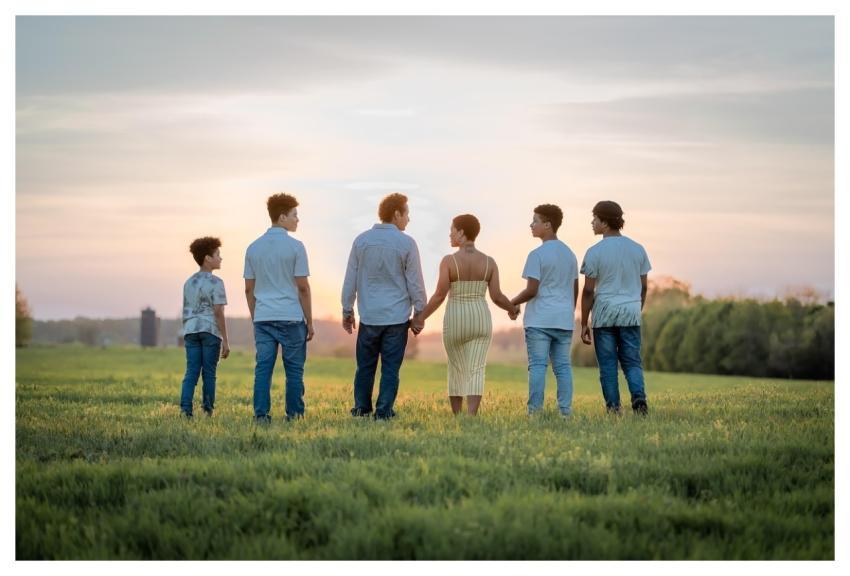 Family Sunset Field Nature