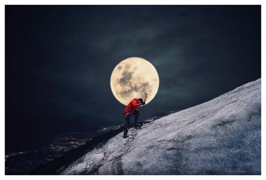 Mountain Escalation Moon Night